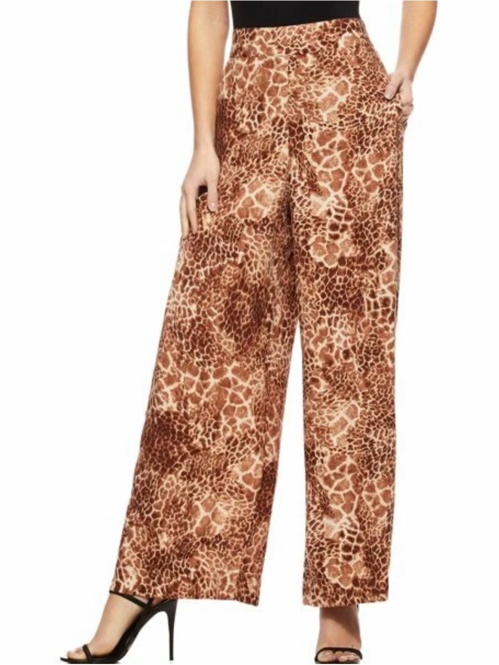 sofia by sofia vergara Brown Animal-Print Wide Leg Pants